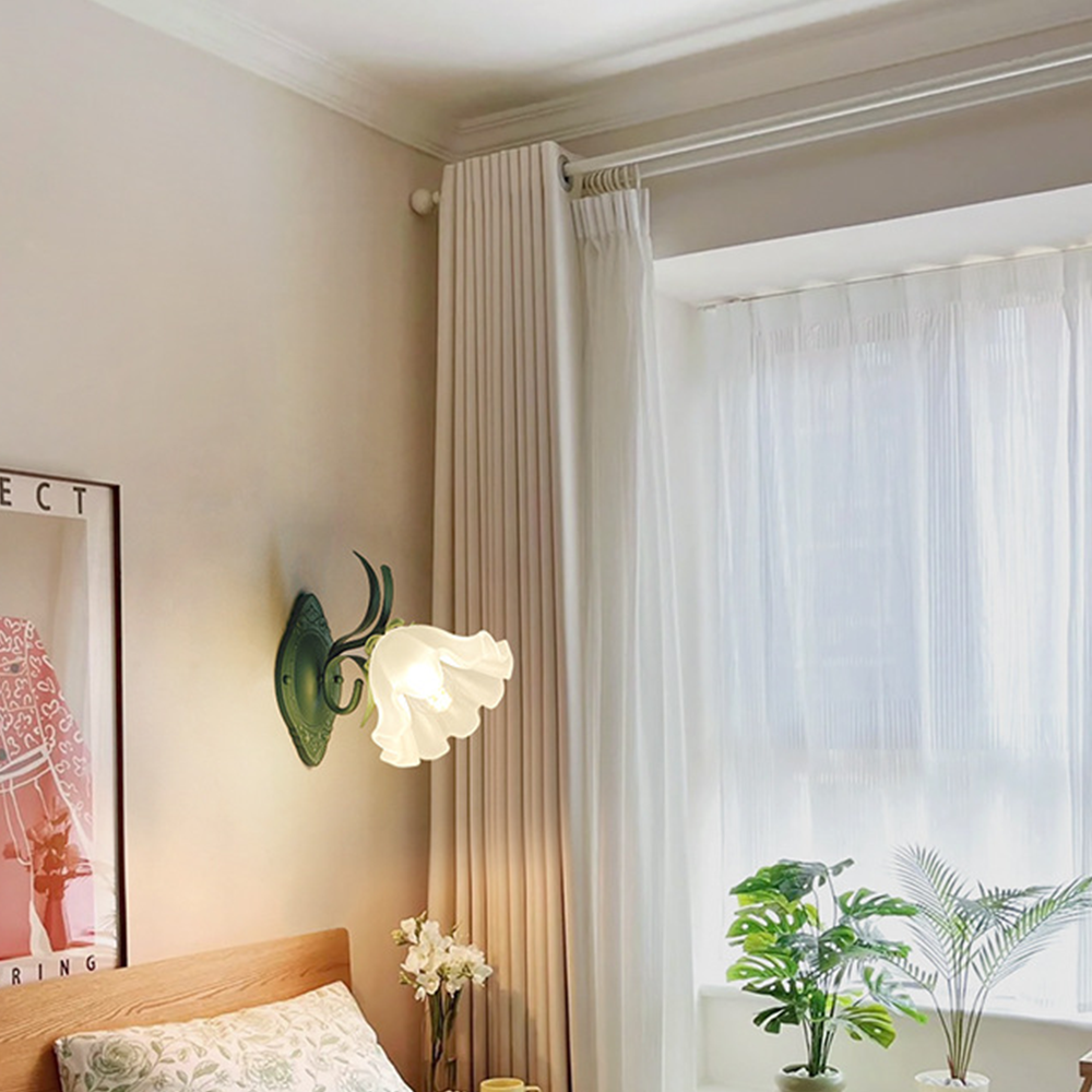 Flower Wall Sconce - Elegant Metal & Glass Design for Indoor Use 2