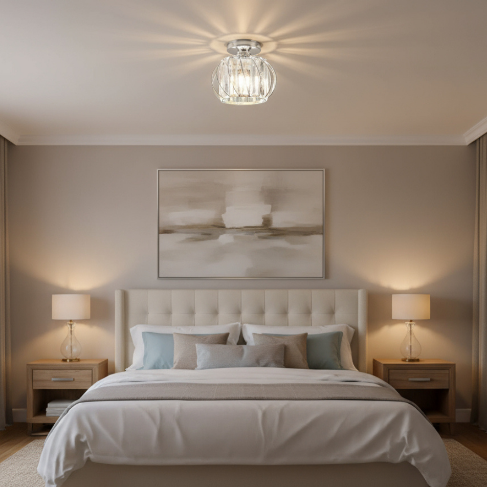 Flush Mount Ceiling Light - Elegant Glass Fixture for Soft Lighting 3
