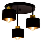Flush Mount Ceiling Light - Modern Black Gold Design with 3 E27 Points 3