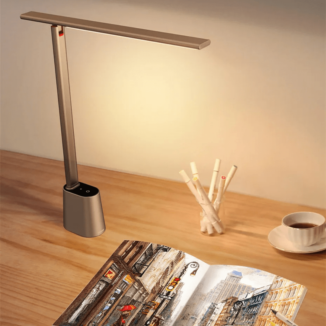 Foldable LED Desk Lamp with Dimming Function, USB-Powered Eye-Friendly Light for Home Office and Travel 4