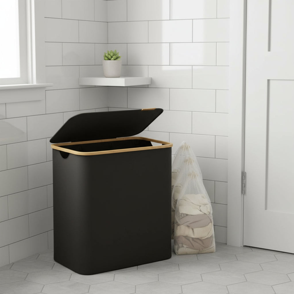 Foldable Laundry Basket with 3 Compartments, 150L Capacity – Collapsible Hamper in Gray-Beige for Organized Sorting 0