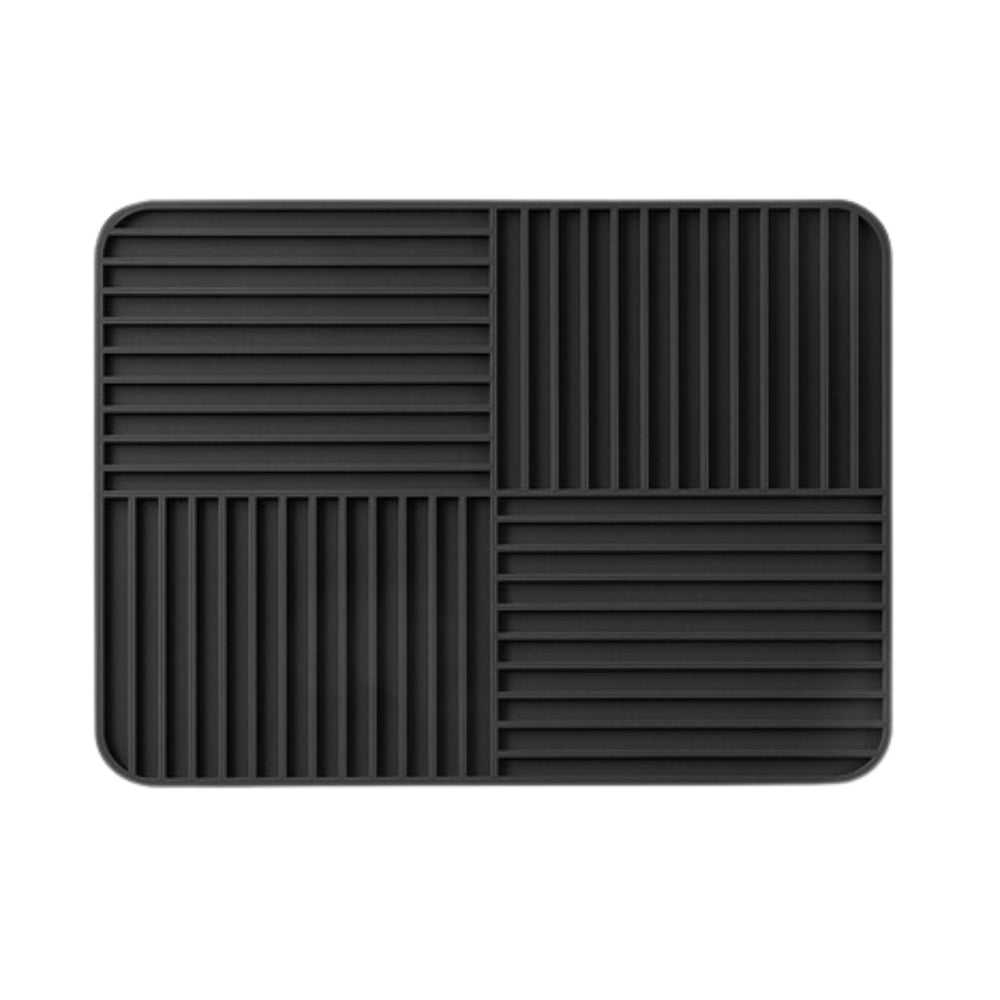 Dark Gray rubber mat with grid pattern on a white background