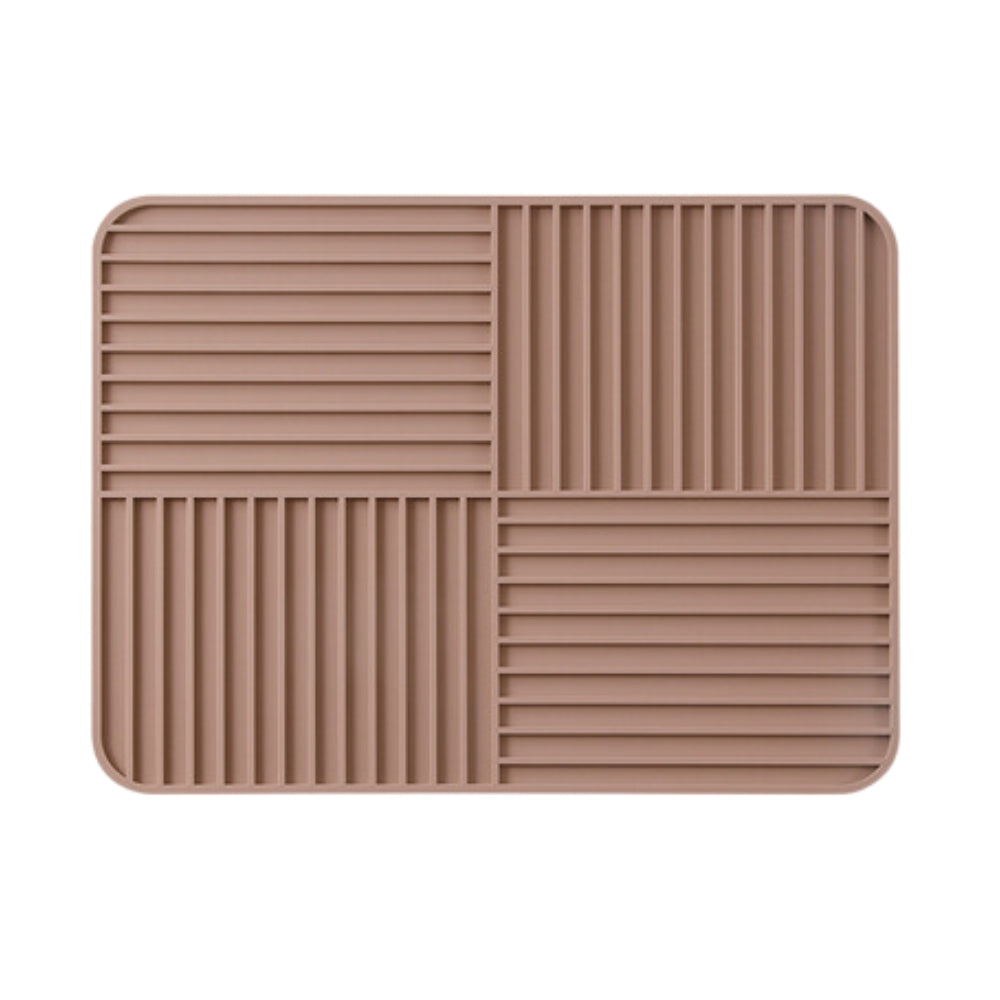 Brown tray with slotted design on a white background