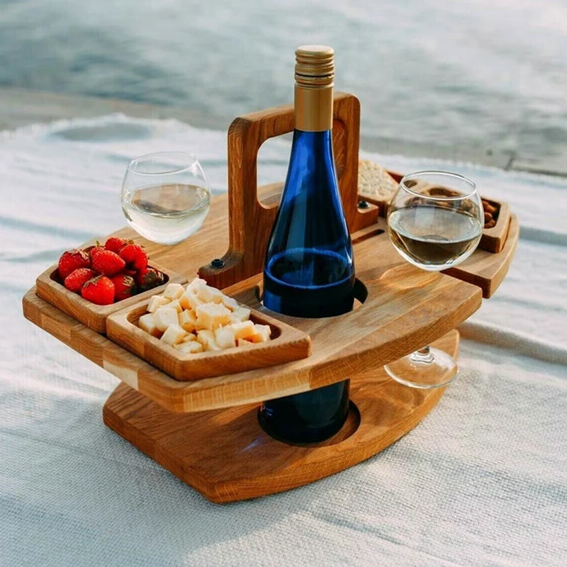 Folding Picnic Table - Portable Outdoor Dining with Glass Holders 0