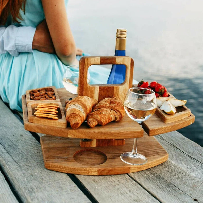 Folding Picnic Table - Portable Outdoor Dining with Glass Holders 2