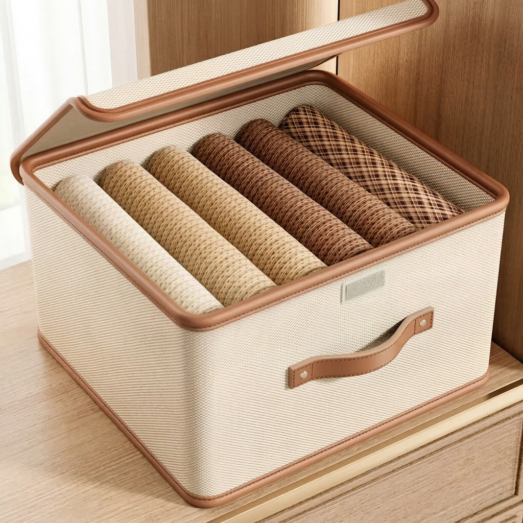 Folding Storage Box with Lid - Space-Saving Storage Containers for Home 1