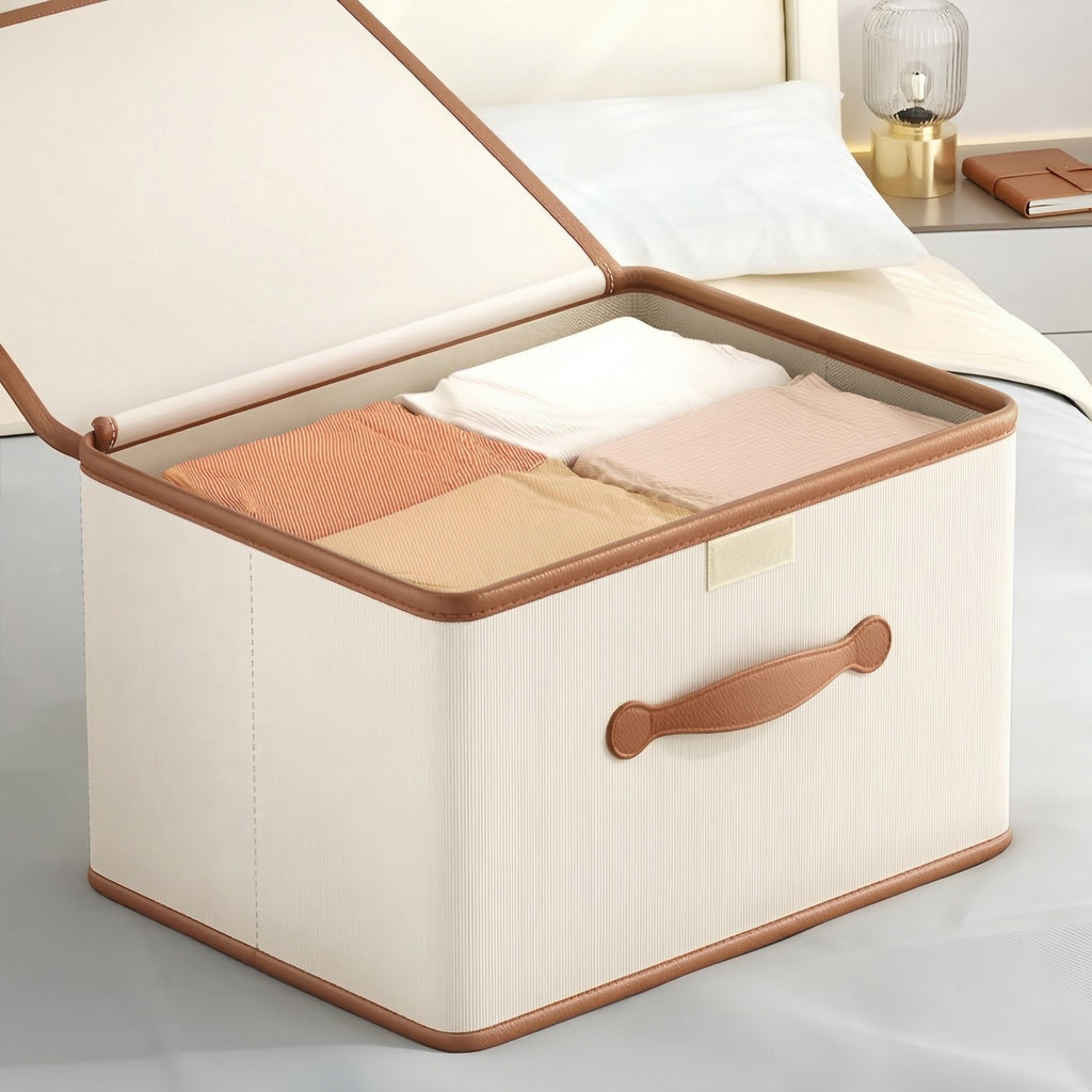 Folding Storage Box with Lid - Space-Saving Storage Containers for Home 2