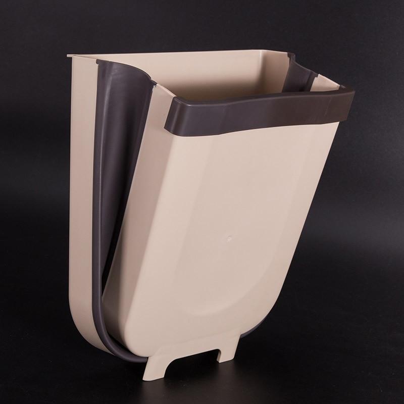 Folding Wall-Mount Kitchen Trash Can - Space-Saving 9L Capacity 0