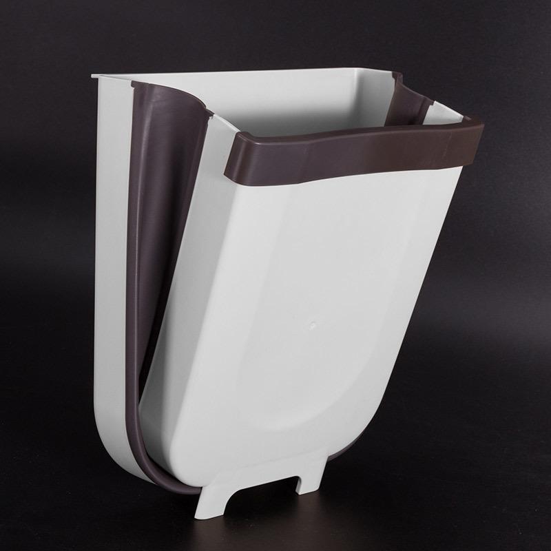 Folding Wall-Mount Kitchen Trash Can - Space-Saving 9L Capacity 1