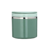 Green container with silver lid on a white background