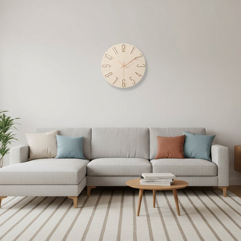 Frameless Wooden Wall Clock - Scandinavian Minimalist Design 1