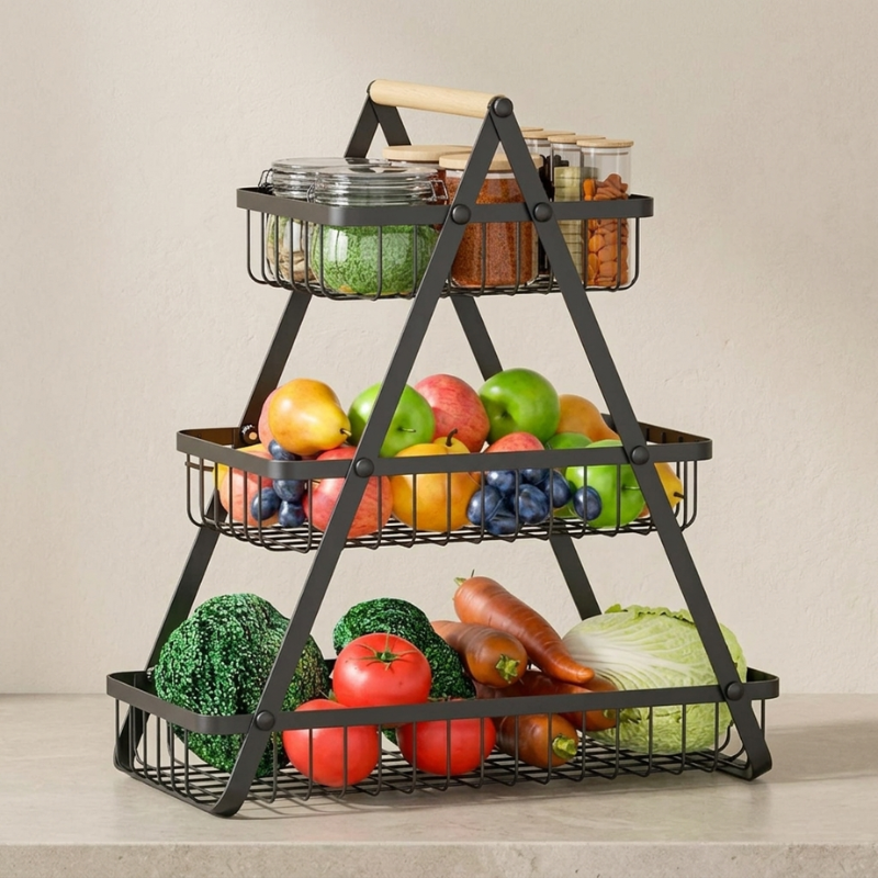 Fruit Basket Carbon Steel Vertical Countertop Storage 