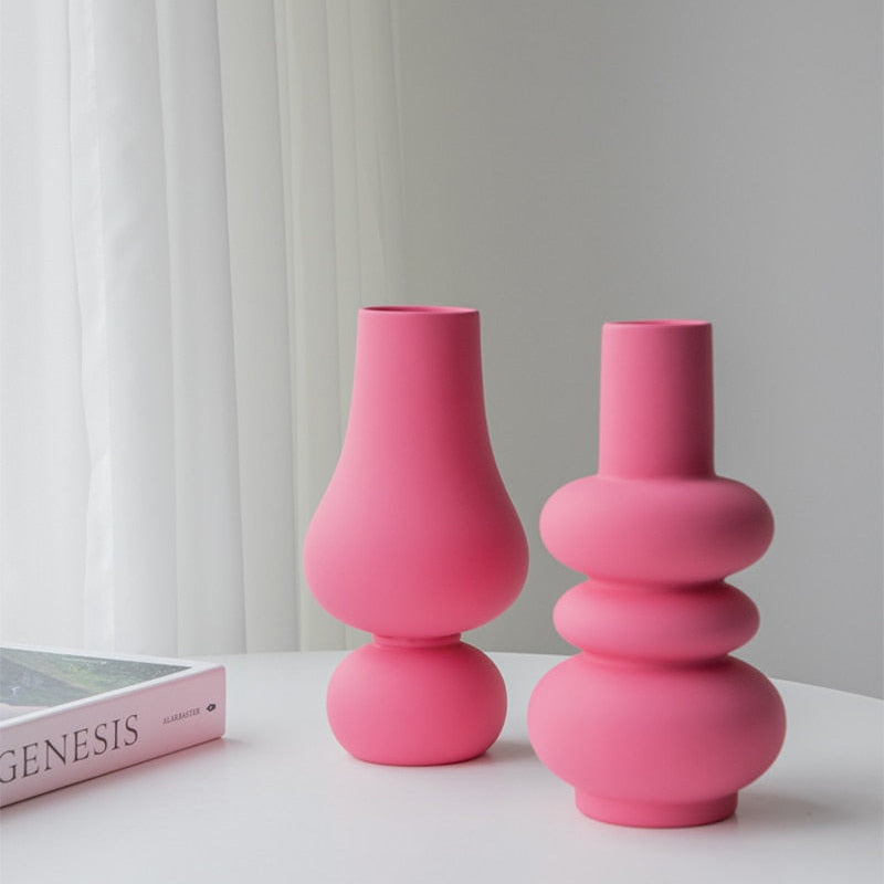 Fuchsia Abstract Ceramic Vase – Elegant Pink Decorative Vase with Glazed Finish and Modern Design 8