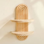 Geometric Floating Wood Shelves - Stylish Wall Storage for Boho Decor 1