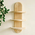 Geometric Floating Wood Shelves - Stylish Wall Storage for Boho Decor 2