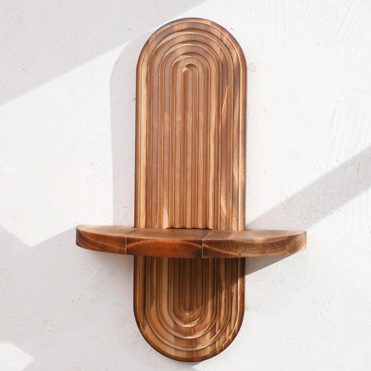 Geometric Floating Wood Shelves - Stylish Wall Storage for Boho Decor 3