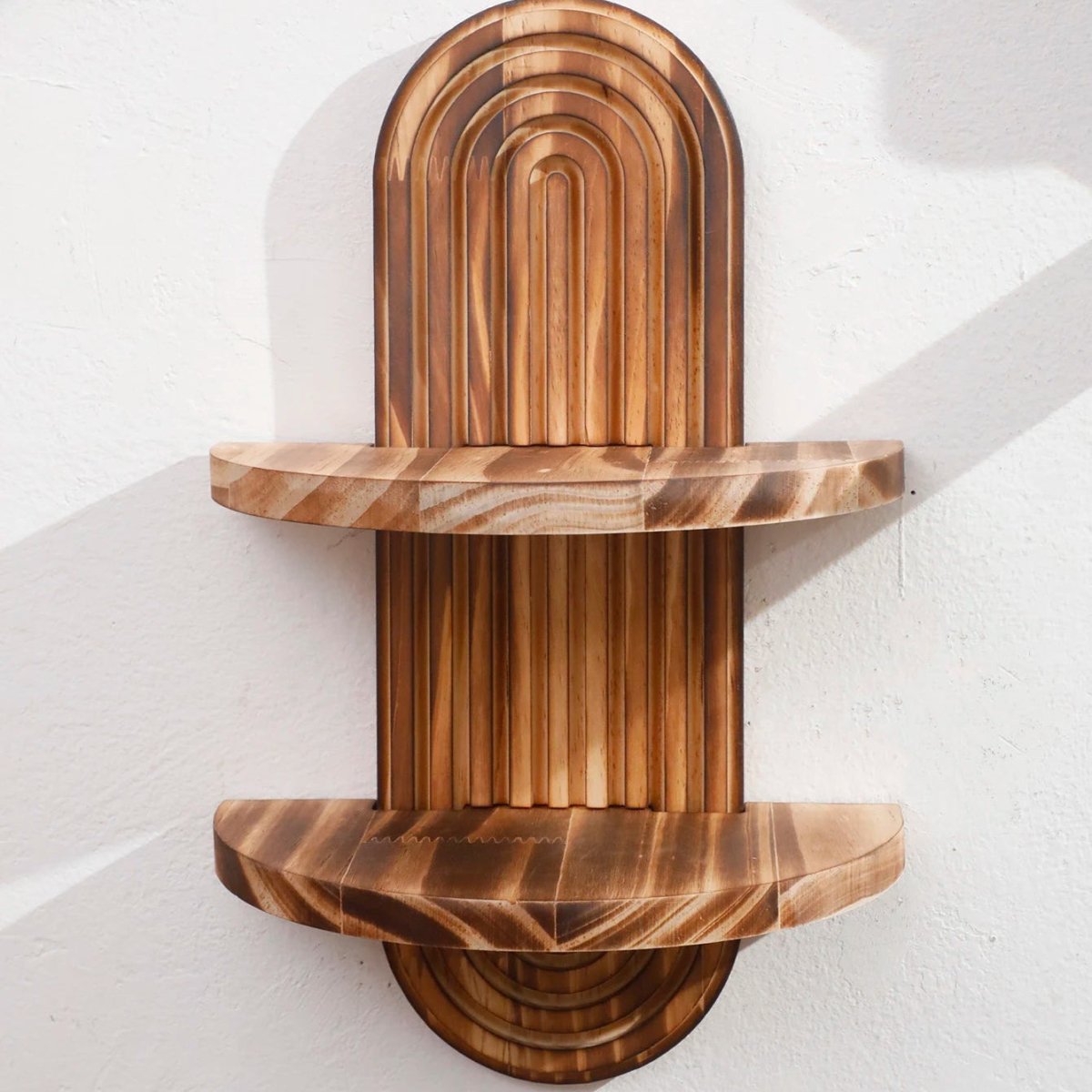 Geometric Floating Wood Shelves - Stylish Wall Storage for Boho Decor 4