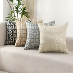 Geometric Jacquard Cushion Cover - Soft Chenille & Velvet, 18x18 1