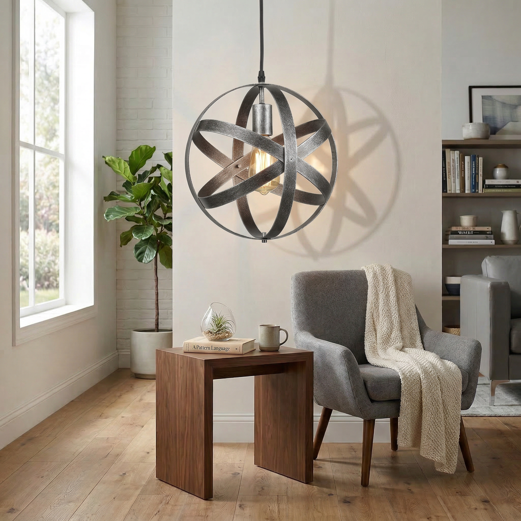 Geometric Pendant Light Metal Hanging Lamp Industrial Style 4