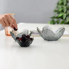 Glass Flower Petal Bowls Textured Glass Golden Rim Frosted 7