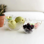 Glass Flower Petal Bowls Textured Glass Golden Rim Frosted 2