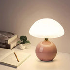 Glass Mushroom Table Lamp - Adjustable LED Light for Bedside & Desk 0