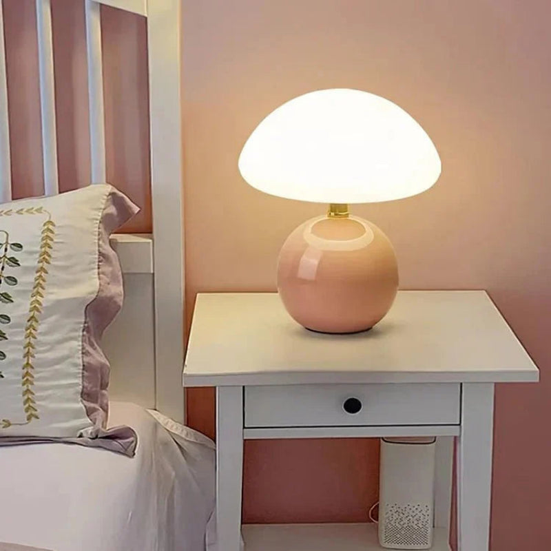 Glass Mushroom Table Lamp - Adjustable LED Light for Bedside & Desk 5