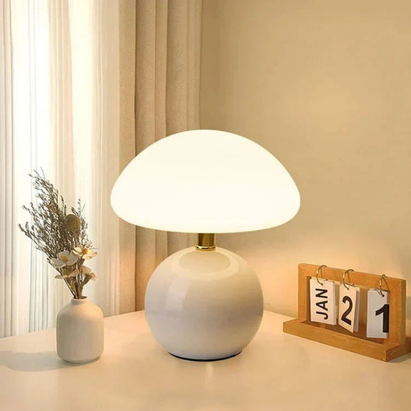 Glass Mushroom Table Lamp - Adjustable LED Light for Bedside & Desk 7