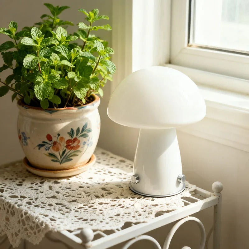 Glass Mushroom Table Lamp – Versatile LED Bedside Table Lamp for Bedroom and Living Room Lighting 3