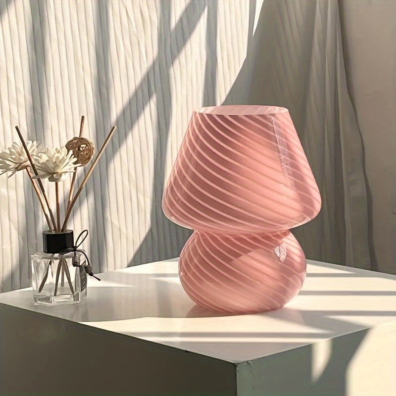 Glass Table Lamp - USB Dimmable with Unique Swirl Design 1