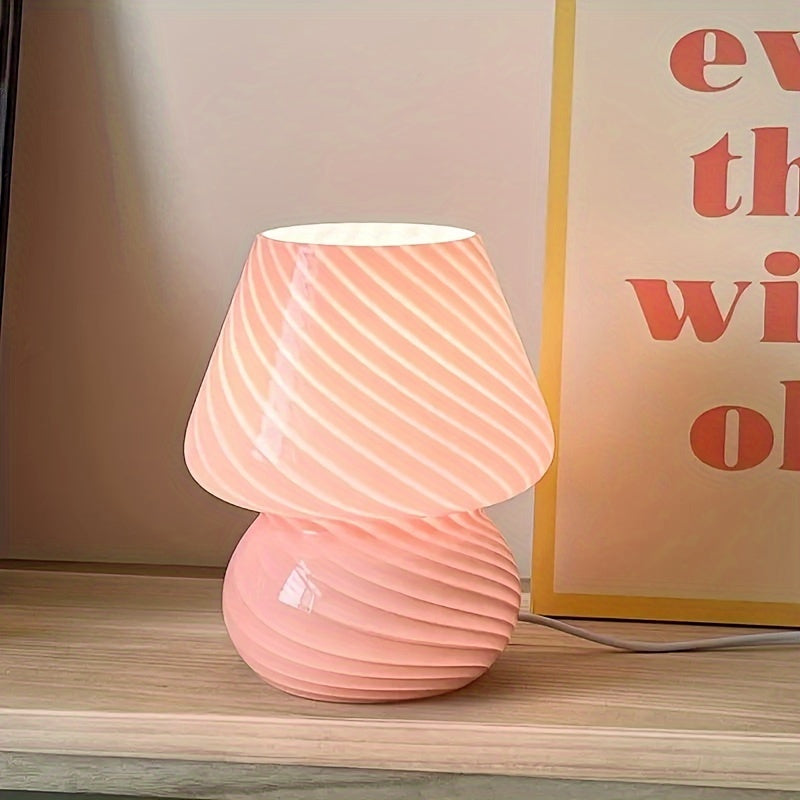 Glass Table Lamp - USB Dimmable with Unique Swirl Design 2