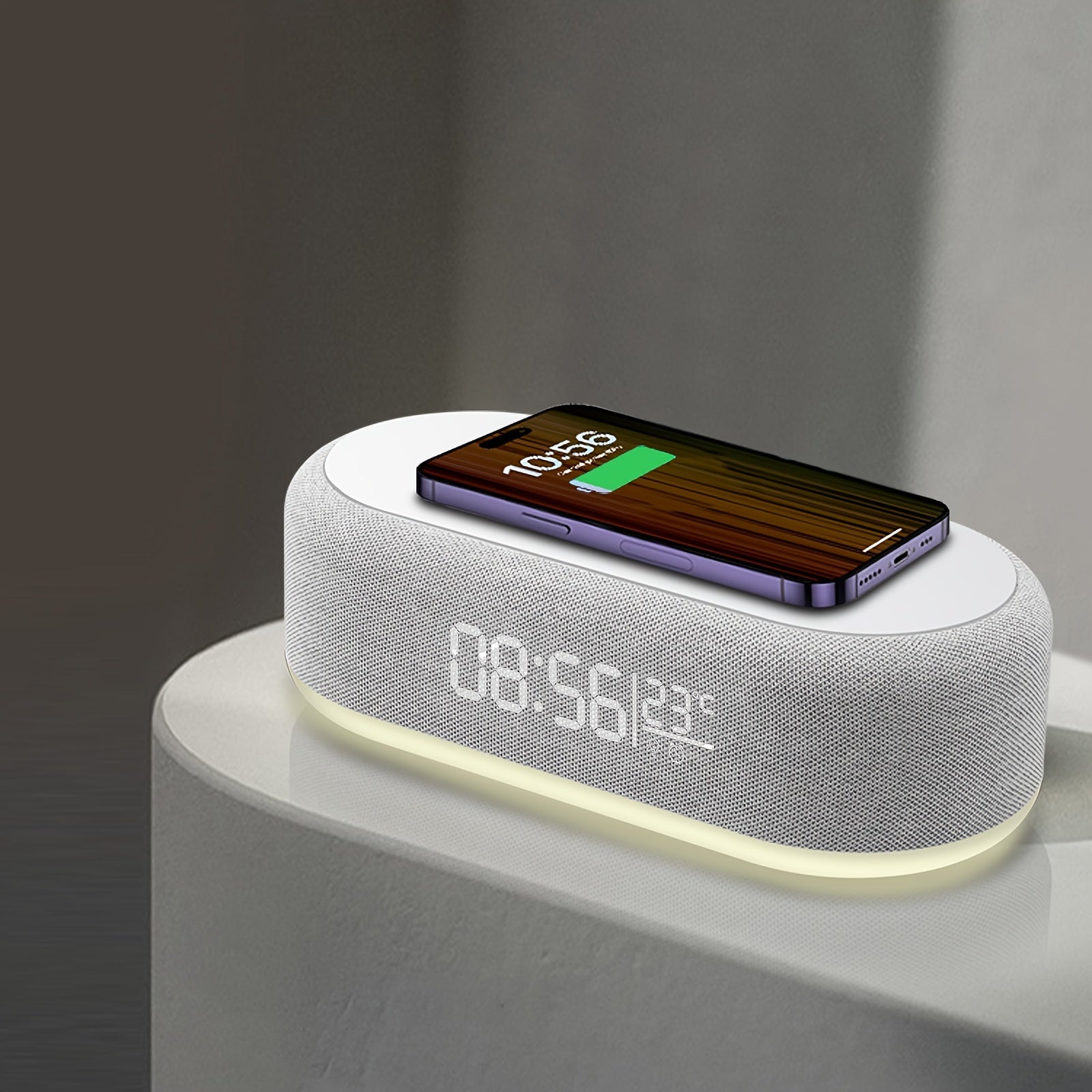 GlowTime Night Light - 3-Mode Compact Lamp with Wireless Charger & Clock 0