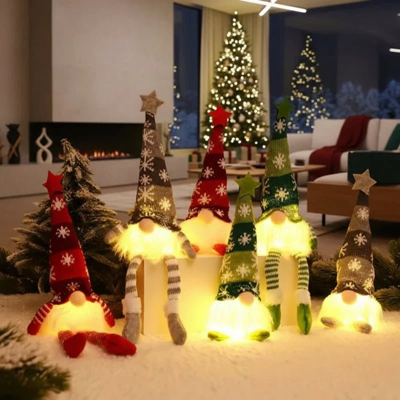 Glowing Christmas Doll Decoration with Warm Yellow LED Light – 12-Inch Soft Fabric Holiday Figure for Indoor Use 8
