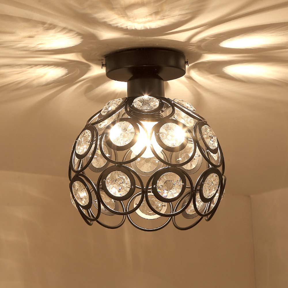 Gold Crystal Flush Mount Ceiling Light - Elegant Hallway Illumination 6