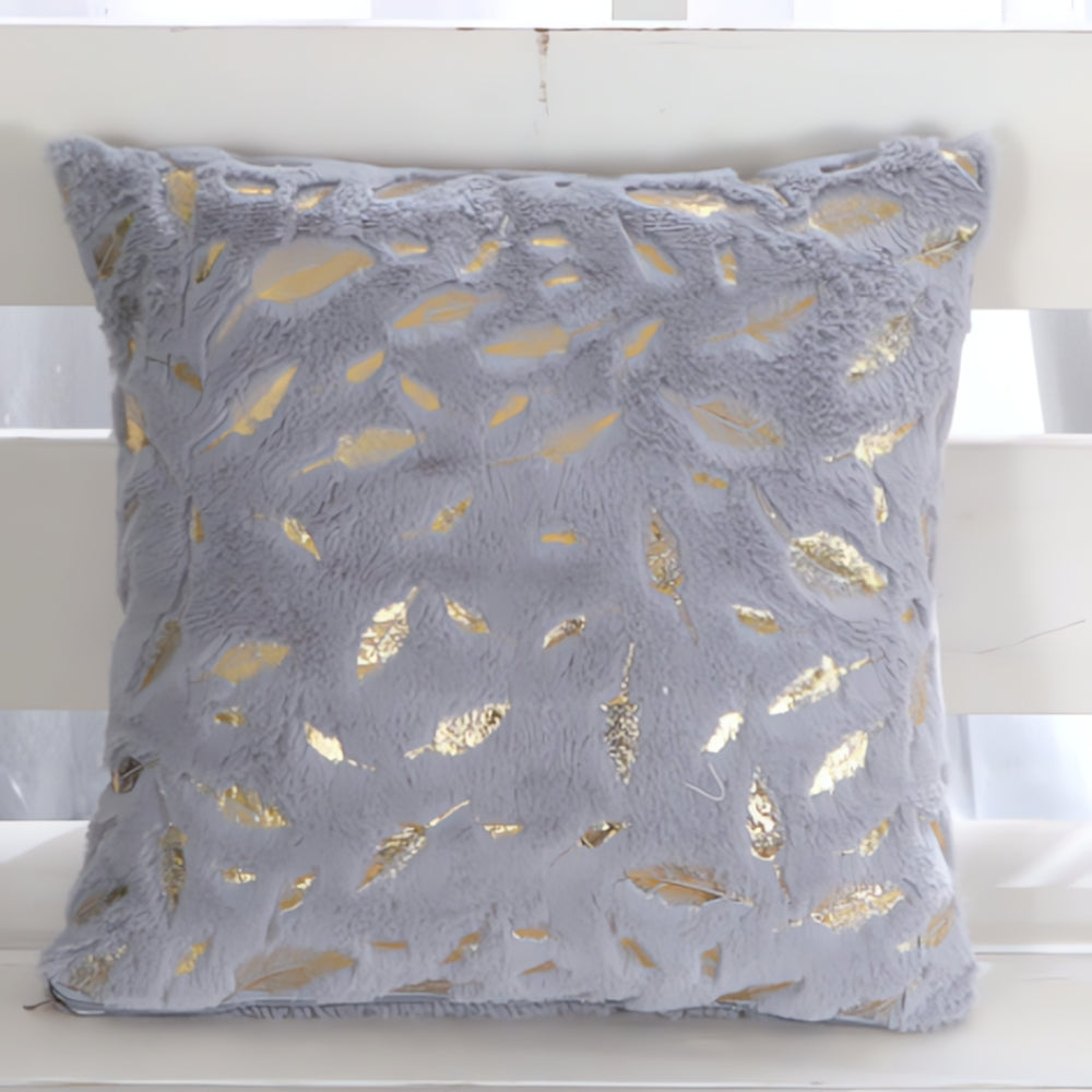 Golden Leaf Velvet Cushion Covers - Soft, Elegant Design for Sofa & Couch 10