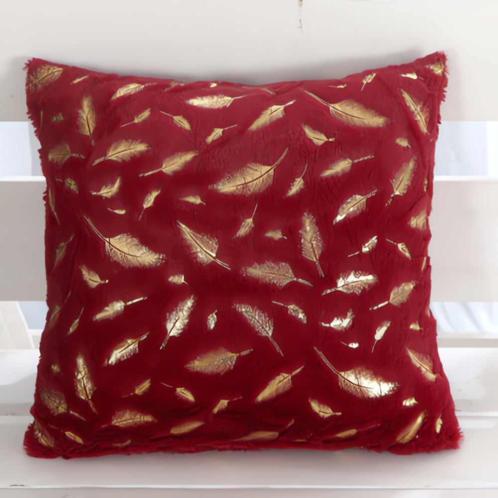 Golden Leaf Velvet Cushion Covers - Soft, Elegant Design for Sofa & Couch 13