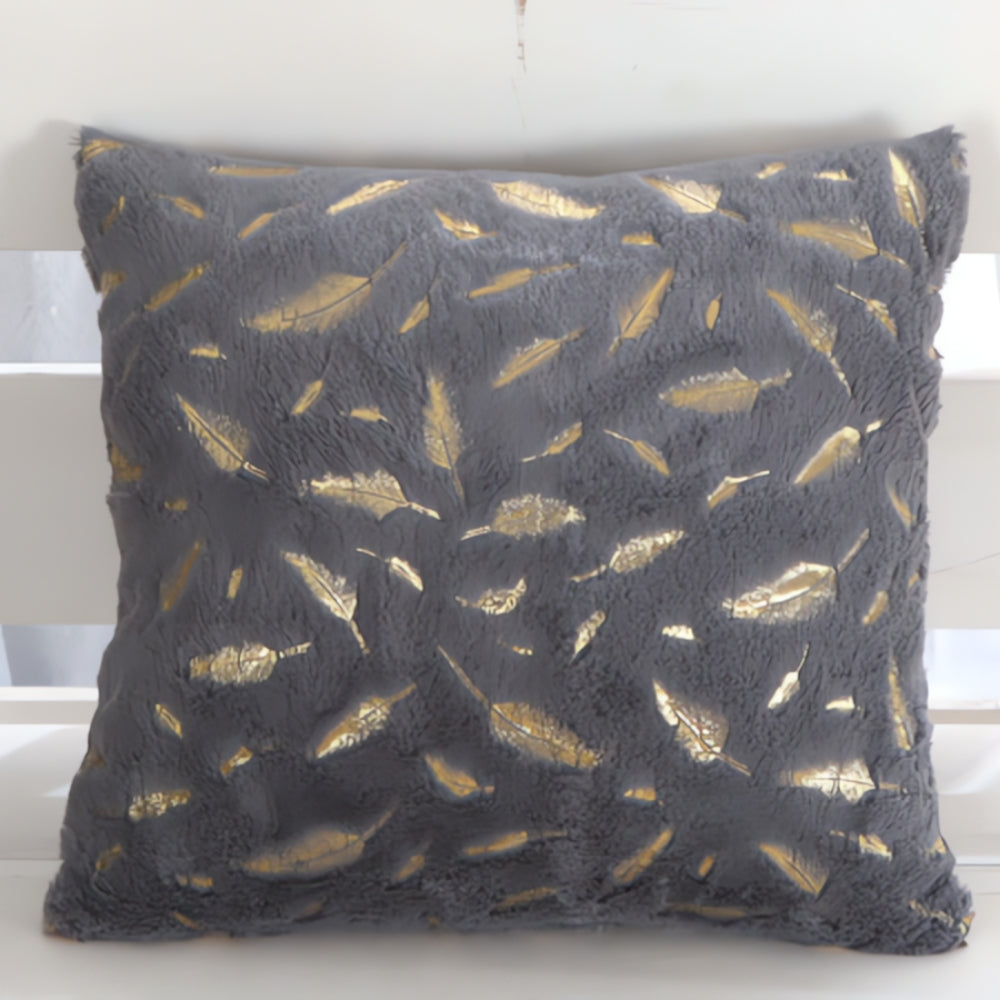Golden Leaf Velvet Cushion Covers - Soft, Elegant Design for Sofa & Couch 14