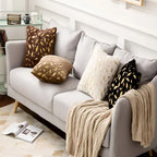Golden Leaf Velvet Cushion Covers - Soft, Elegant Design for Sofa & Couch 2