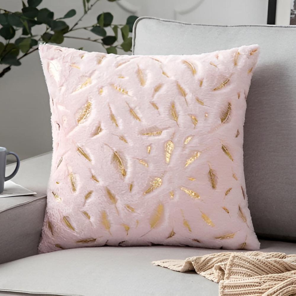 Golden Leaf Velvet Cushion Covers - Soft, Elegant Design for Sofa & Couch 6
