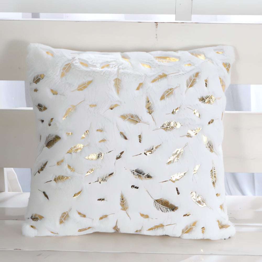 Golden Leaf Velvet Cushion Covers - Soft, Elegant Design for Sofa & Couch 7