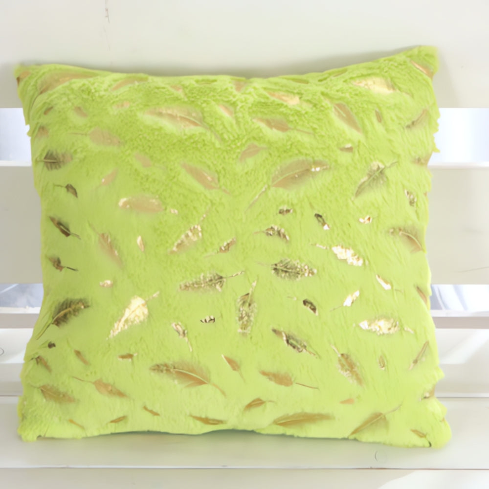 Golden Leaf Velvet Cushion Covers - Soft, Elegant Design for Sofa & Couch 8