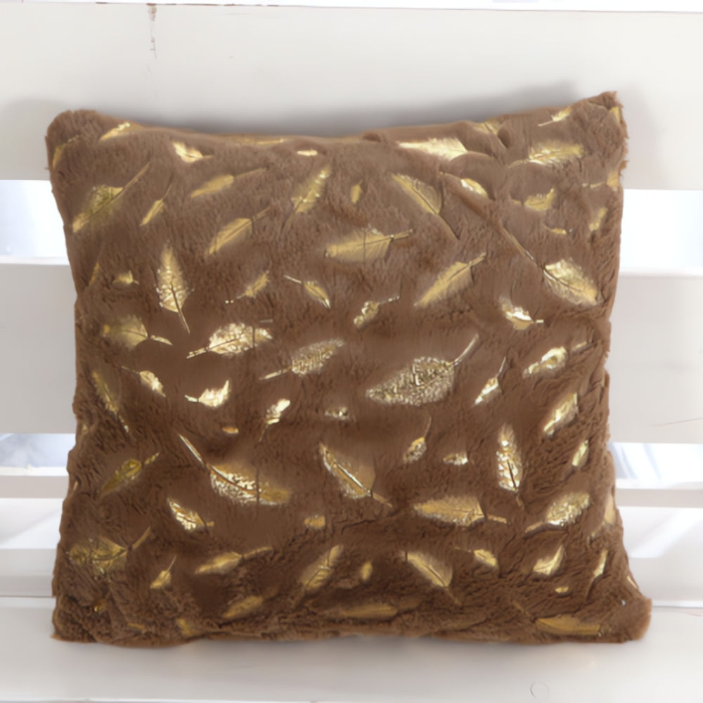 Golden Leaf Velvet Cushion Covers - Soft, Elegant Design for Sofa & Couch 9