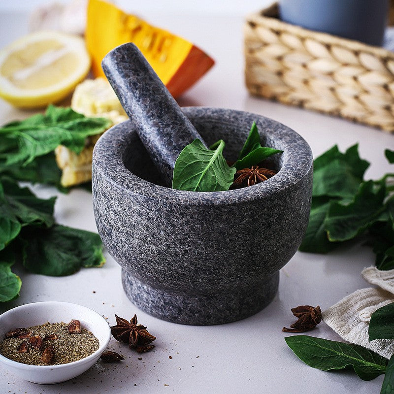 Granite Mortar and Pestle Set – Durable Natural Stone for Effortless Grinding, Perfect Kitchen Essential, Handcrafted Quality 0