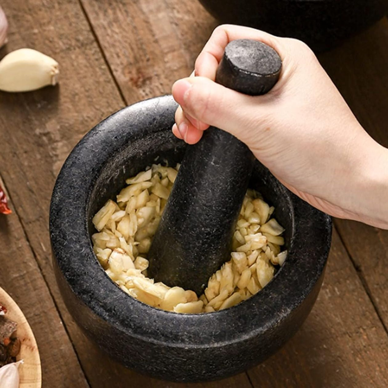 Granite Mortar and Pestle Set – Durable Natural Stone for Effortless Grinding, Perfect Kitchen Essential, Handcrafted Quality 1
