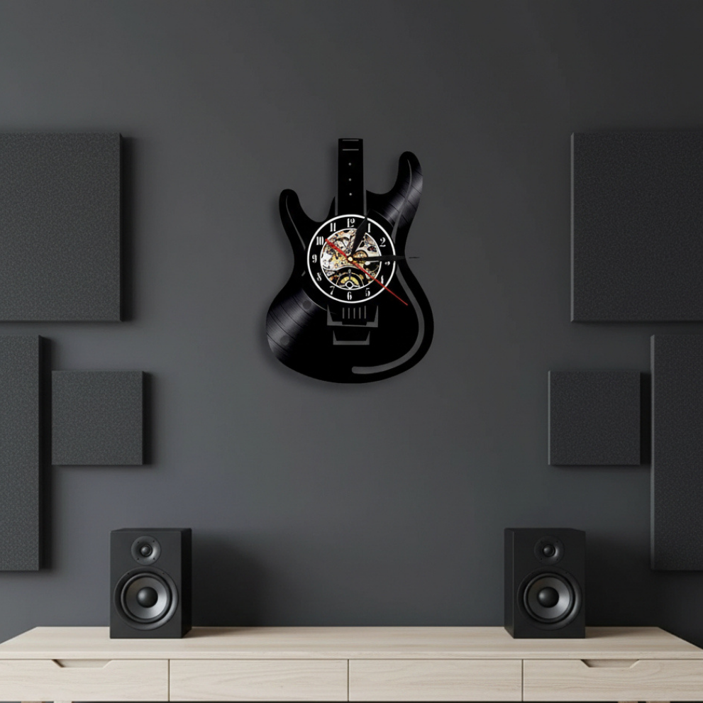 Guitar Vinyl Wall Clock - Unique Vintage Design for Music Lovers 3