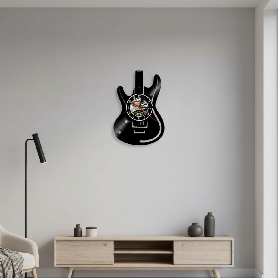 Guitar Vinyl Wall Clock - Unique Vintage Design for Music Lovers 4