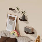 Half-Round Wooden Floating Shelf – Modern Wall-Mounted Display for Stylish Storage in Home and Bathroom 2