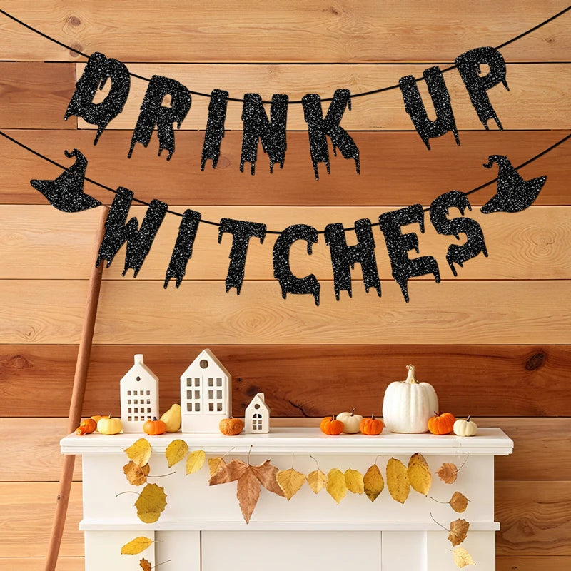 Halloween Banner - Glittery Witch Design for Festive Party Decor 3