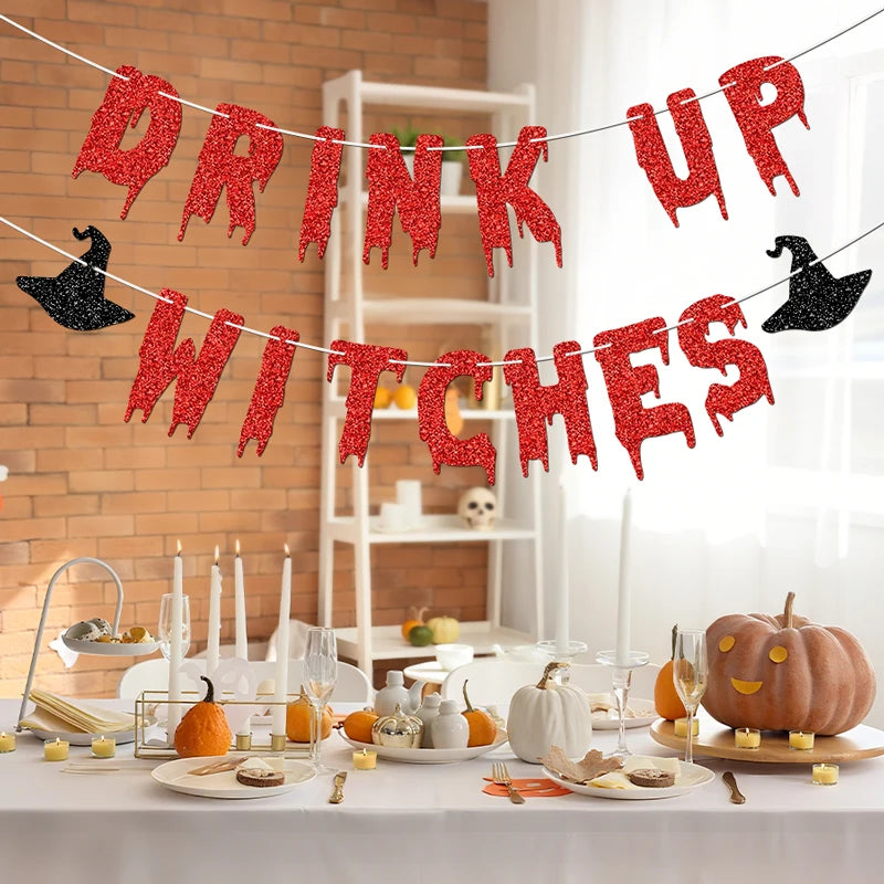 Halloween Banner - Glittery Witch Design for Festive Party Decor 5