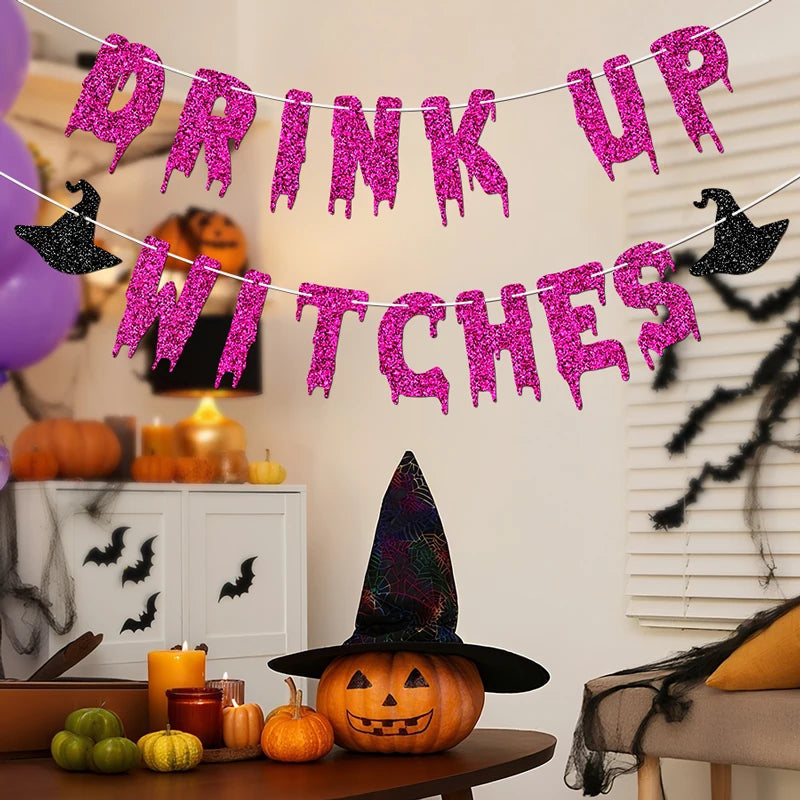 Halloween Banner - Glittery Witch Design for Festive Party Decor 6